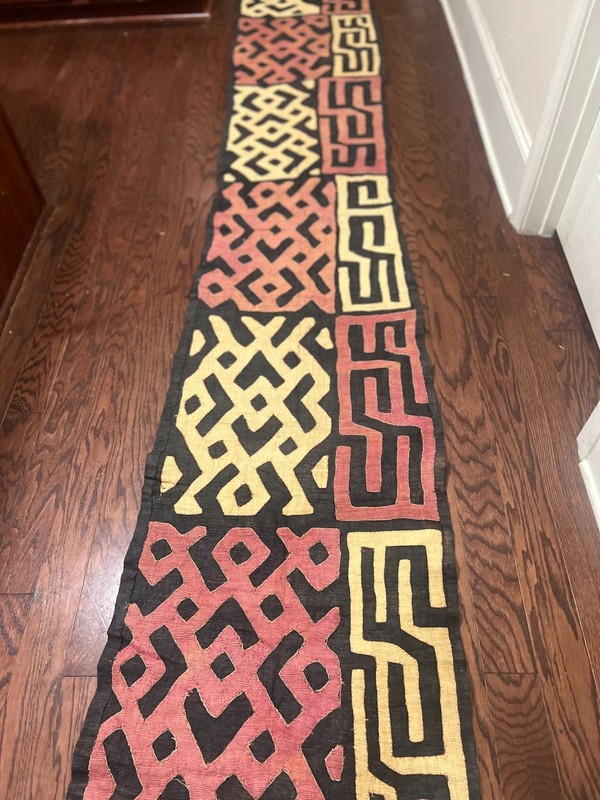 genuine 9 feet African (Congo) Kuba Raffia cloth fabric, natural woven handmade