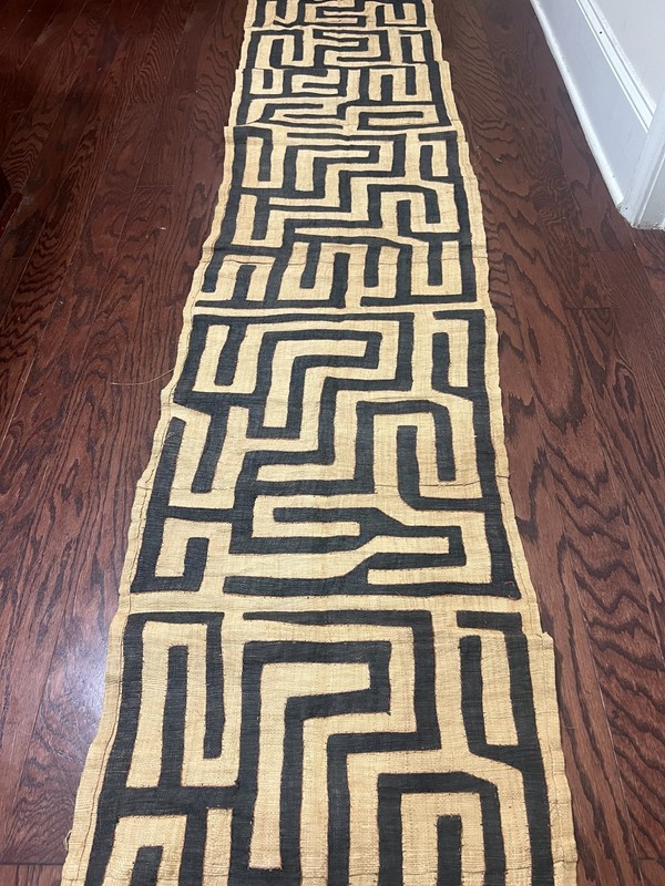 genuine 10 feet African (Congo) Kuba Raffia cloth fabric, natural woven handmade gallery