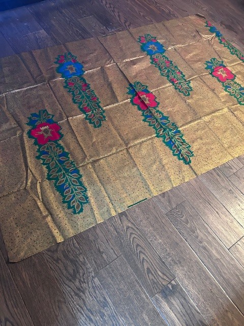 vintage African java print fabric cloth covering authentic gold red green blue gallery