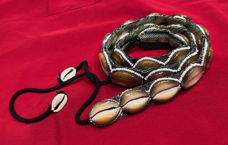 Colorful Ethnic/African Belt Fabric & Large Cowrie Shells Hand-Crafted
