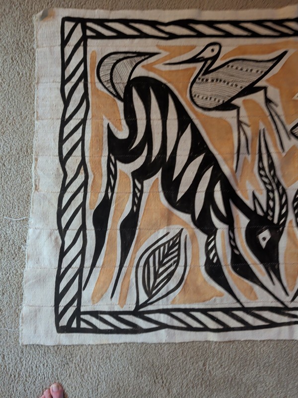 African Textile Art Mud Cloth Abstract Animal Design | 61 x 37 inches gallery