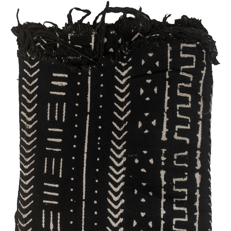 Ebony Black Bogolan Mali Mud Cloth Bandiagara Design African Black and White gallery