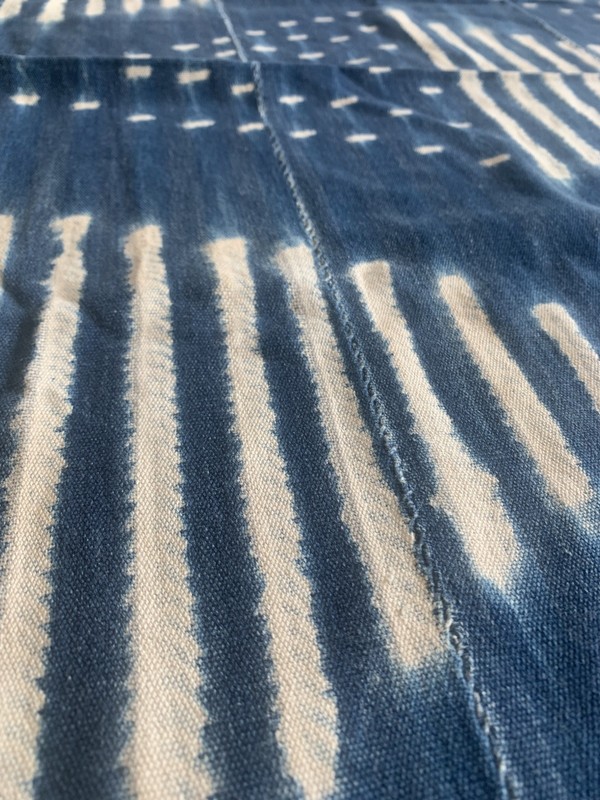 Vintage African Indigo Textile Mossi Burkina Faso Mud Cloth 62”x45” Fabric gallery