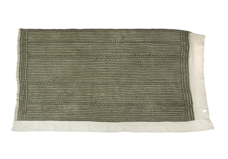 Antique handmade Bogolan strip-woven mud cloth from Mali, West Africa B187