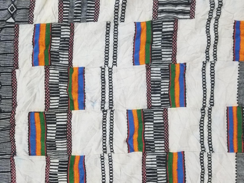 Vintage Ghana Kente Cloth Handwoven Checkerboard Ceremonial Cloth 92x56in gallery