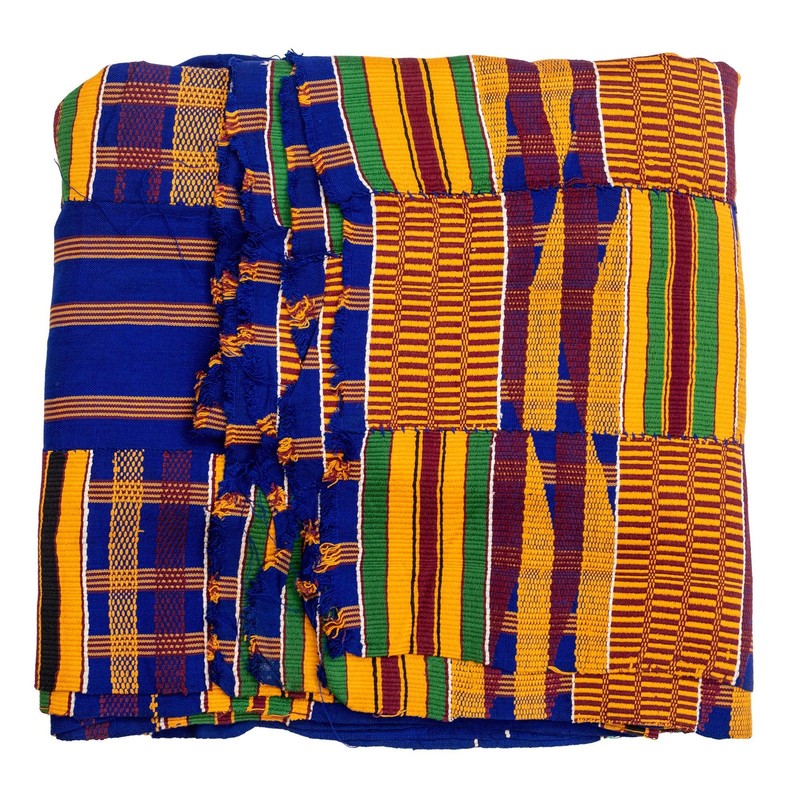 African Ashanti Kente Cloth #14922 Ghana Multicolor Cotton Handmade