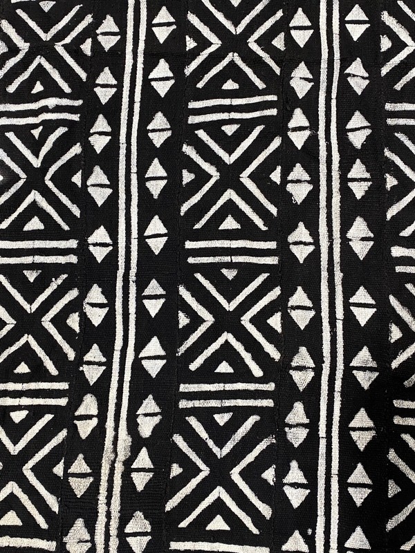 African Black and White Mud Cloth Textile / Blanket Mali 61" by 40" gallery
