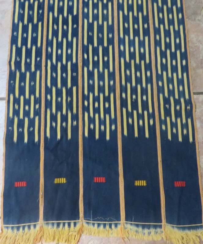 Vintage African,Baule Indigo Dyed Ikat, Strip Woven Scarf/58”x 23"  gallery