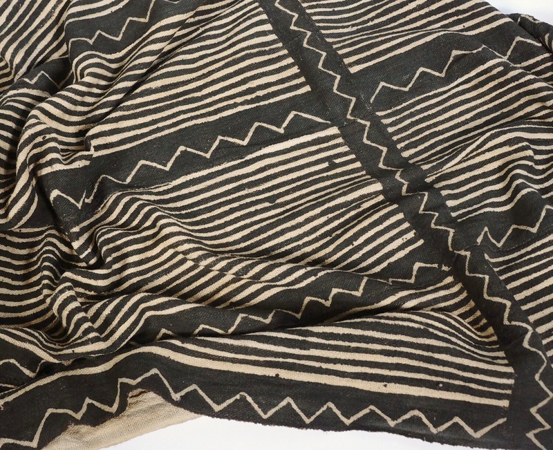 Antique monochrome handmade Bogolan strip-woven mud cloth Mali, West Africa B244 gallery