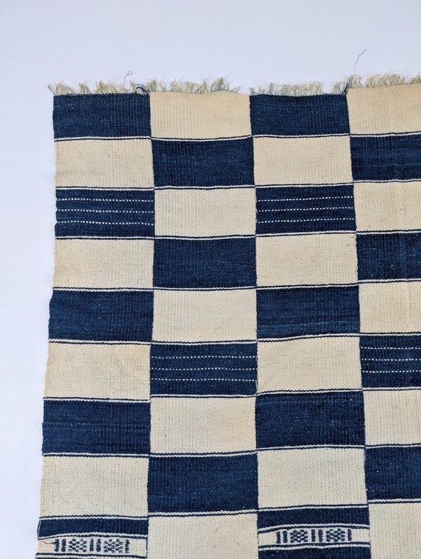 Vintage Traditional African Handwoven Checkerboard Textile 75x51in gallery