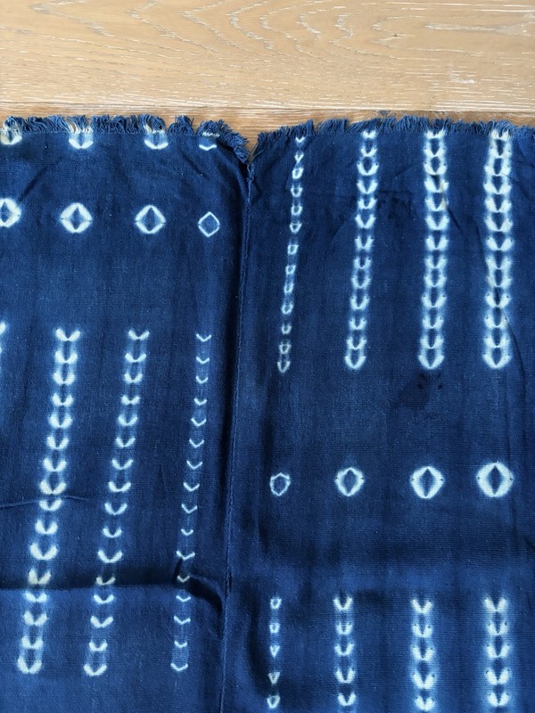 Vintage African Indigo Denim Shibori Mudcloth Fabric 58” L x 42" W Textile 1148 gallery