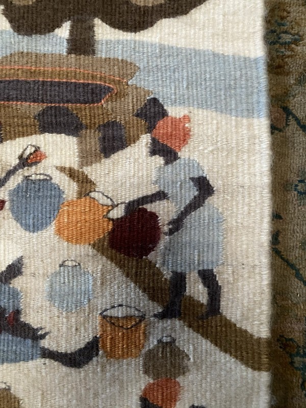 African Mohair Wall Tapestry~Lesotho~ Village Life~Handwoven~1970’s~EUC~54”x38” gallery