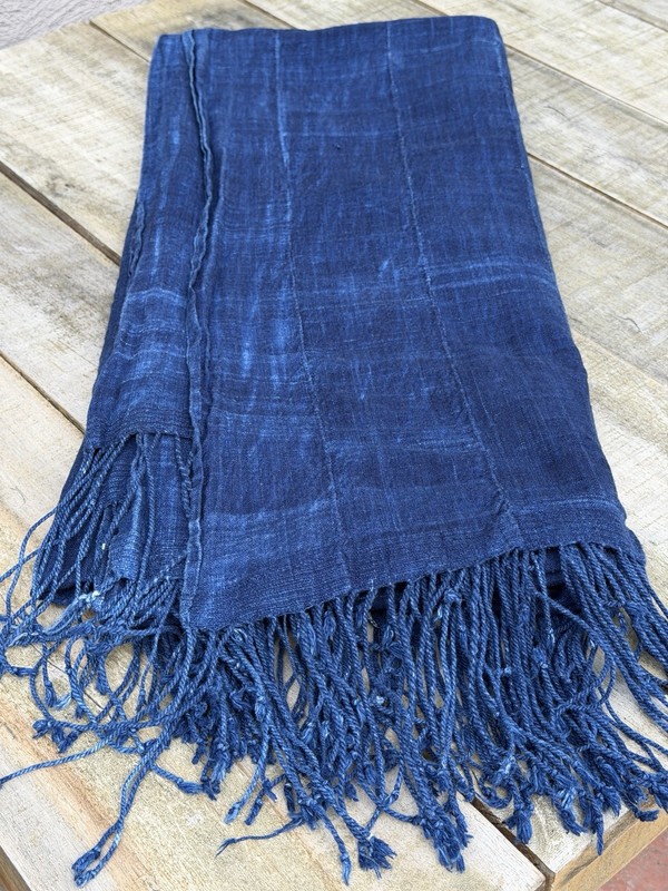Vintage African Indigo Denim Mossi Mudcloth 85” L x 41”W Textile Throw | No. 101 gallery