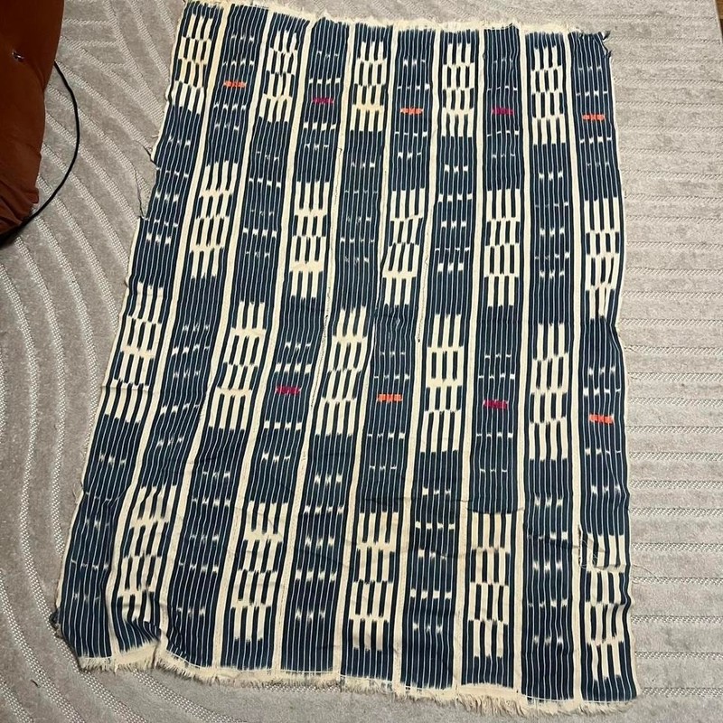 VTG Ivory Coast Baule cloth West African textile Indigo dye ikat gallery