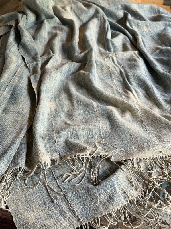 Vintage African Light Faded Indigo Denim Mossi Mudcloth | No. 83