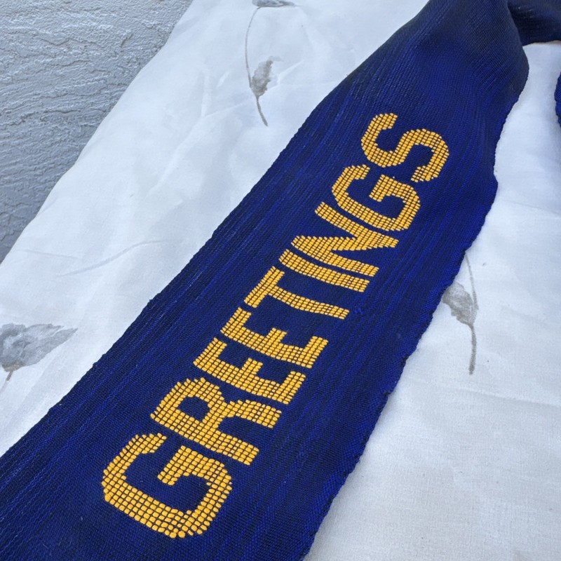 Vintage Greetings from Ghana Handsewn Scarf Banner Neck Wrap 65" Long gallery