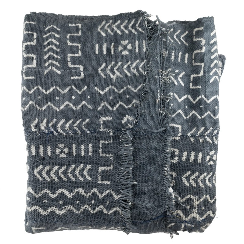 Grey Bogolan Mali Mud Cloth Gao Design African Cotton Handmade