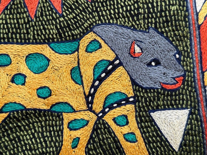 Kaross Gold Leopard Embroidered Pillow Cover Tapestry So. Africa Safari Art NEW gallery