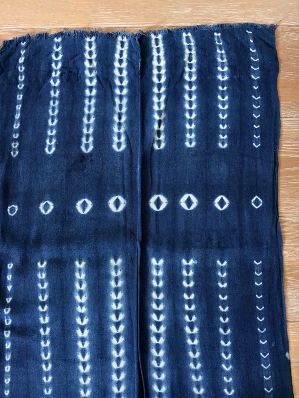 Vintage African Indigo Denim Shibori Mudcloth Fabric 58” L x 42" W Textile 1148 gallery