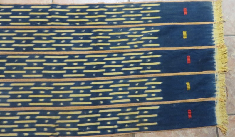 Vintage African,Baule Indigo Dyed Ikat, Strip Woven Scarf/58”x 23"  gallery
