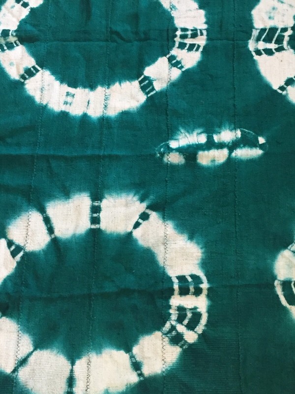 African Emerald Green & White Mud Cloth Textile Mali 42" by 63" gallery