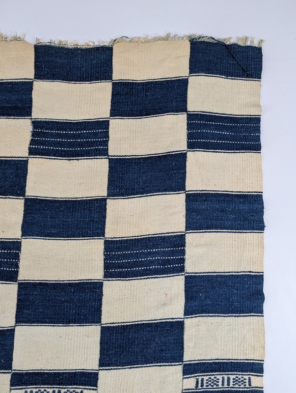 Vintage Traditional African Handwoven Checkerboard Textile 75x51in gallery