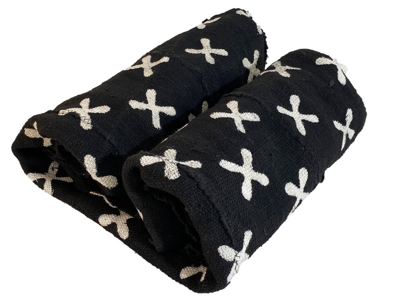 African Black and White Mud Cloth Textile / Blanket Mali 61" by 42" gallery