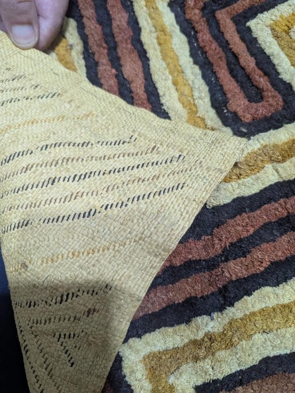 Vintage African Kuba Showa Bark Cloth Handstitched Raffia Textile 24x27 inches gallery