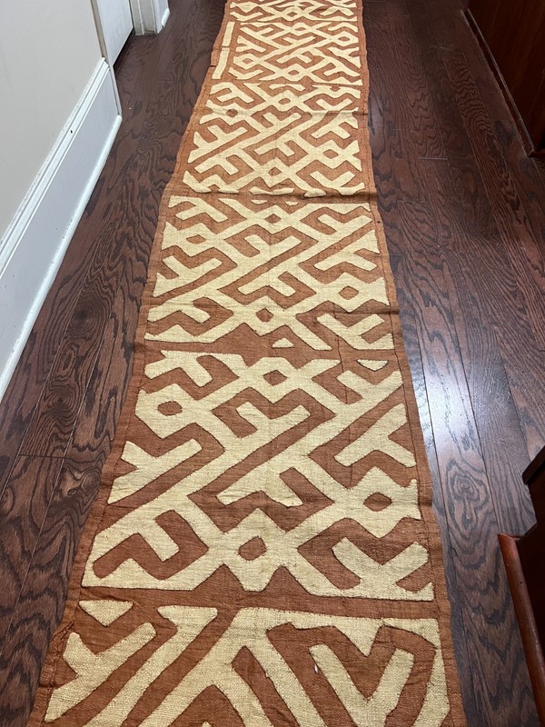 genuine 11 feet African (Congo) Kuba Raffia cloth fabric, natural woven handmade gallery
