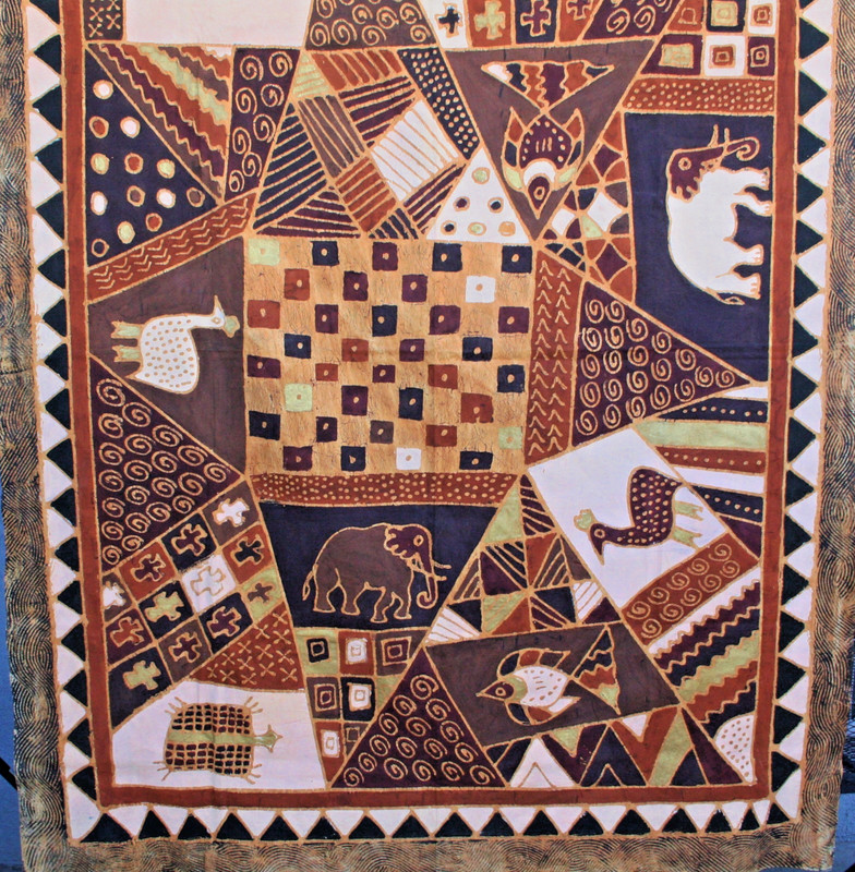 Zimbabwe Batik Handmade Tapestry Folk Art African Elephant Sadza 61X78 VTG