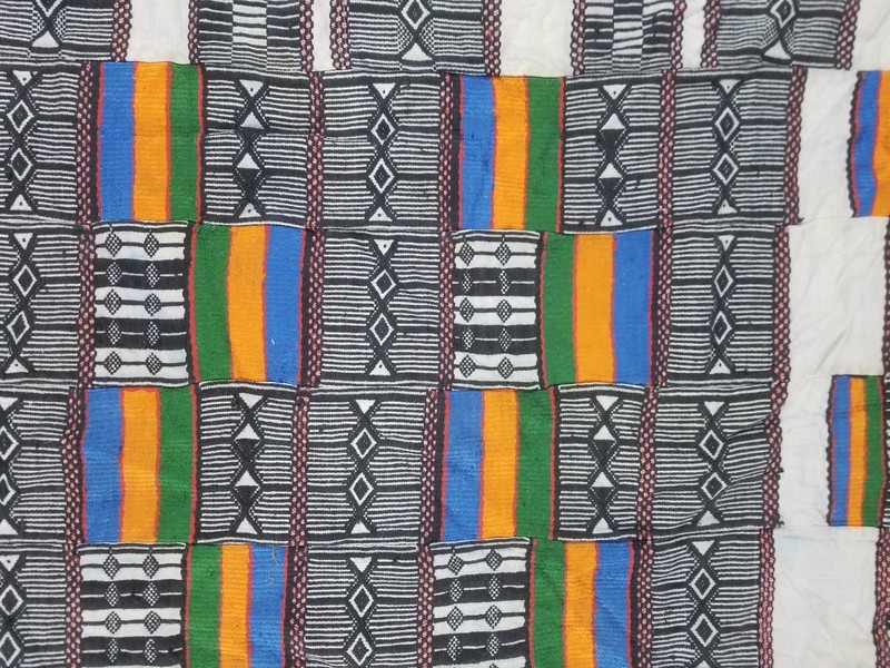Vintage Ghana Kente Cloth Handwoven Checkerboard Ceremonial Cloth 92x56in gallery