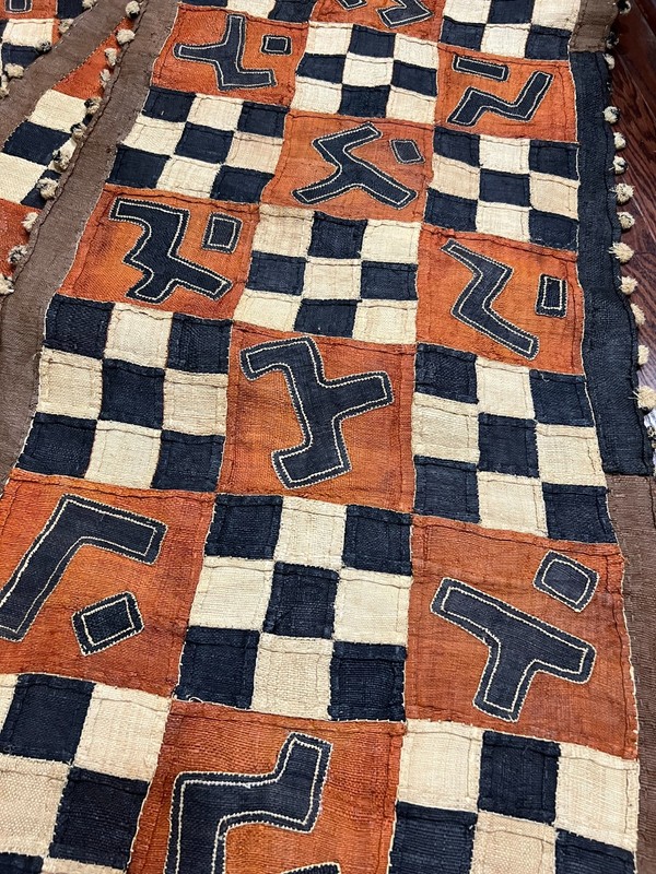 genuine 13 feet African (Congo) Kuba Raffia cloth fabric, natural woven handmade gallery