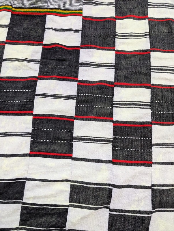 Vintage African Handwoven Burkina Faso Checkerboard Textile 86x59in gallery