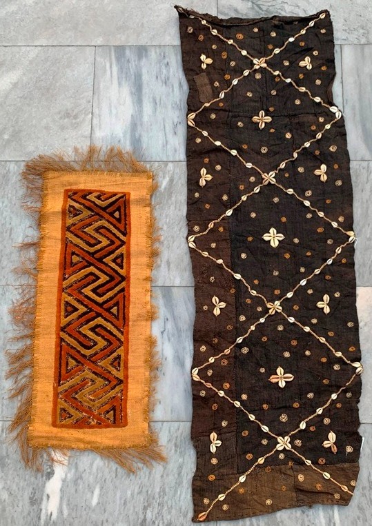 Vintage African Kuba Showa Bark Cloth Handstitched Raffia Textile 1×4 ft