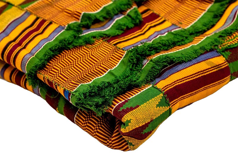 African Ashanti Kente Cloth #14896 Ghana Multicolor Cotton Handmade gallery