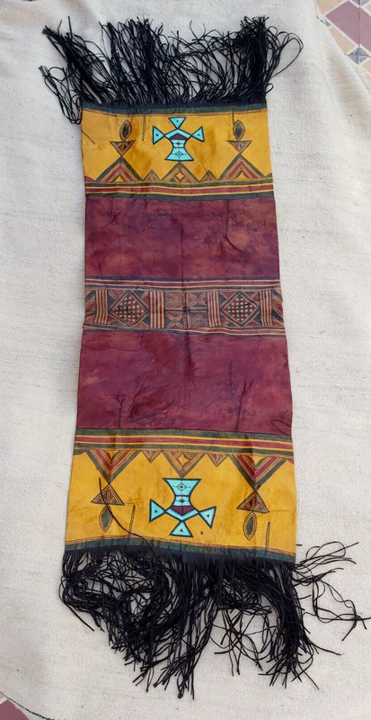 Vintage Tuareg Camel Fringed Leather Saddle,Tent Cushion Painted Cushion Mali