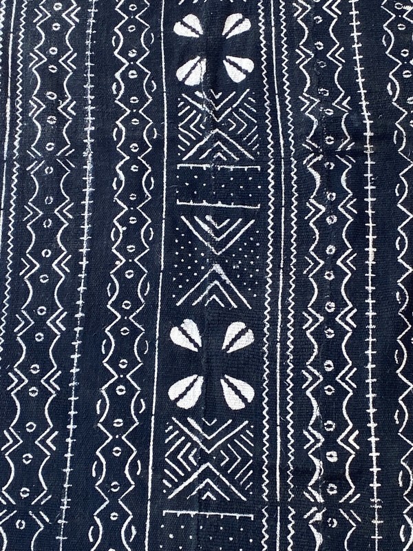 African Bogolan Black and White Mud Cloth Textile Mali 41 " by 60" gallery
