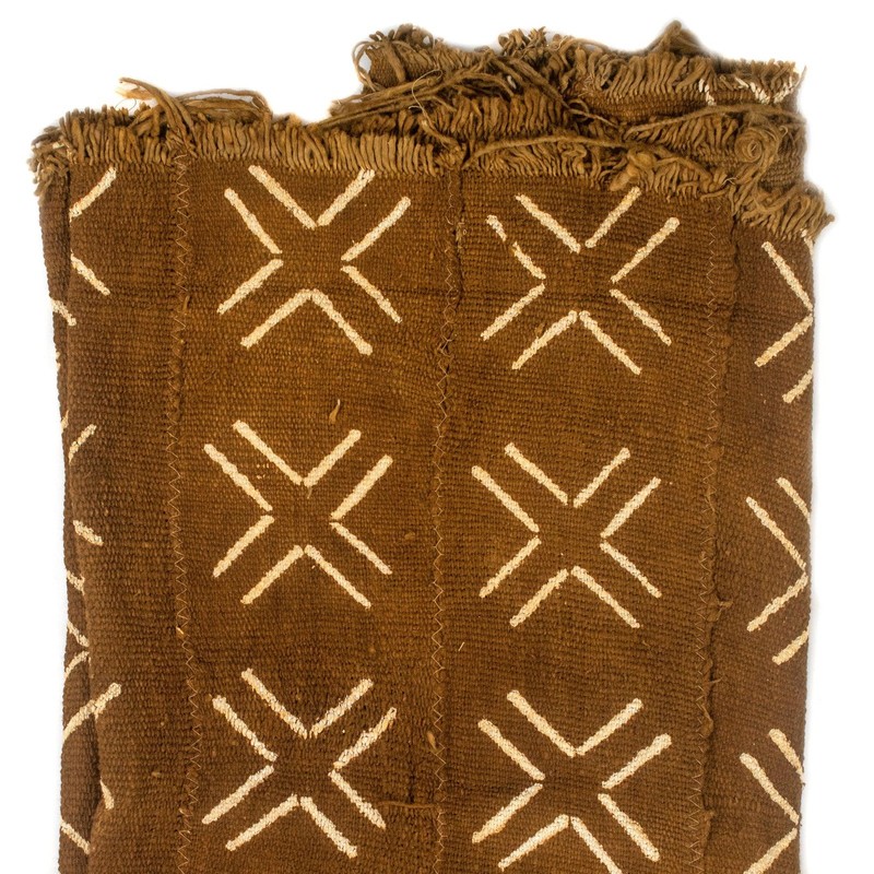 Caramel Brown Bogolan Mali Mud Cloth Cross Design African Cotton Handmade gallery