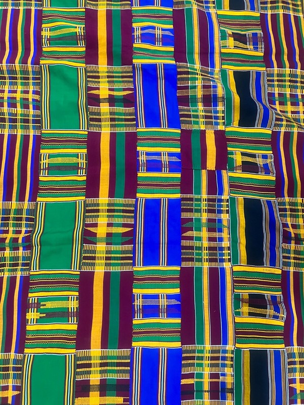 Vintage large African kente Ashanti hand woven cloth 120' X 80" African Art Deco gallery