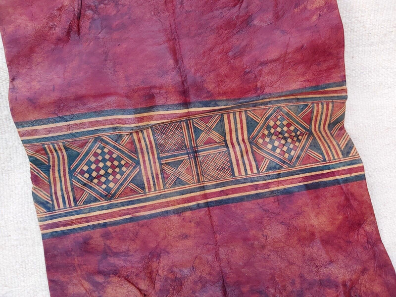 Vintage Tuareg Camel Fringed Leather Saddle,Tent Cushion Painted Cushion Mali gallery