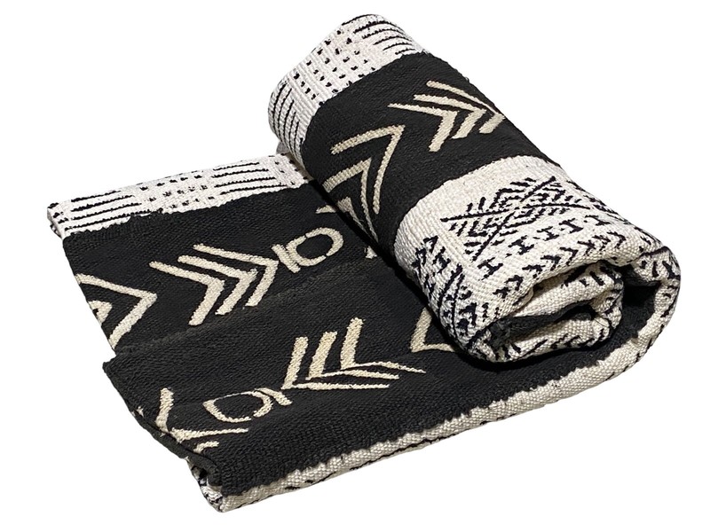 # 5731 African Black and White Mud Cloth Textile Mali 62" by 38" gallery