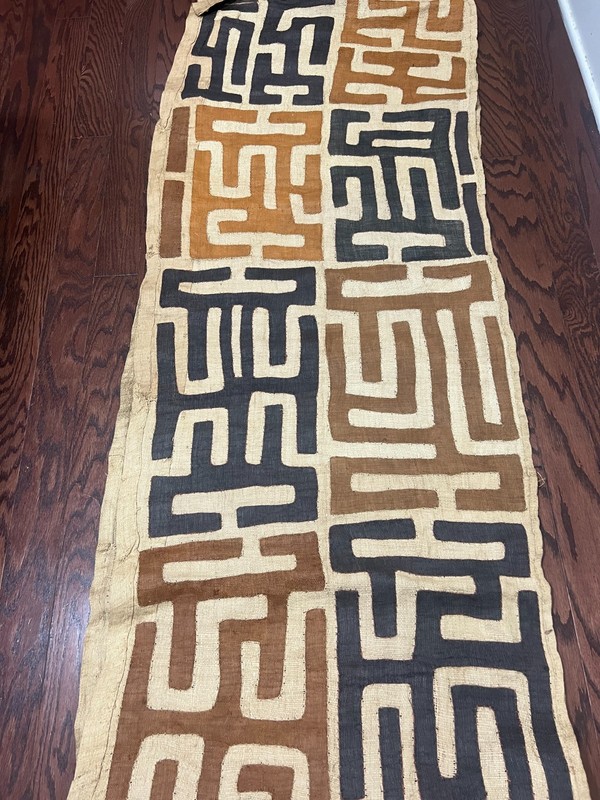 genuine 10 feet African (Congo) Kuba Raffia cloth fabric, natural woven handmade