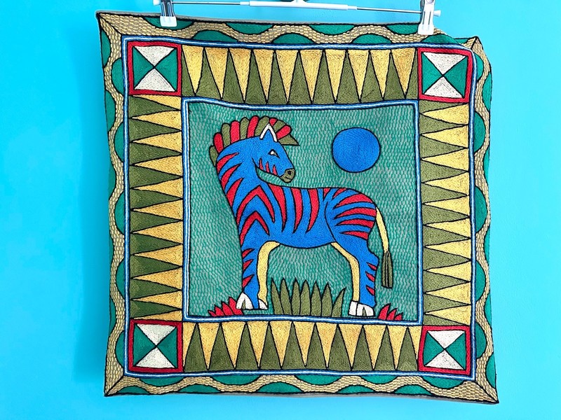 Kaross Zebra XL Pillow Case South Africa Art Embroidered tapestry NEW DESIGN