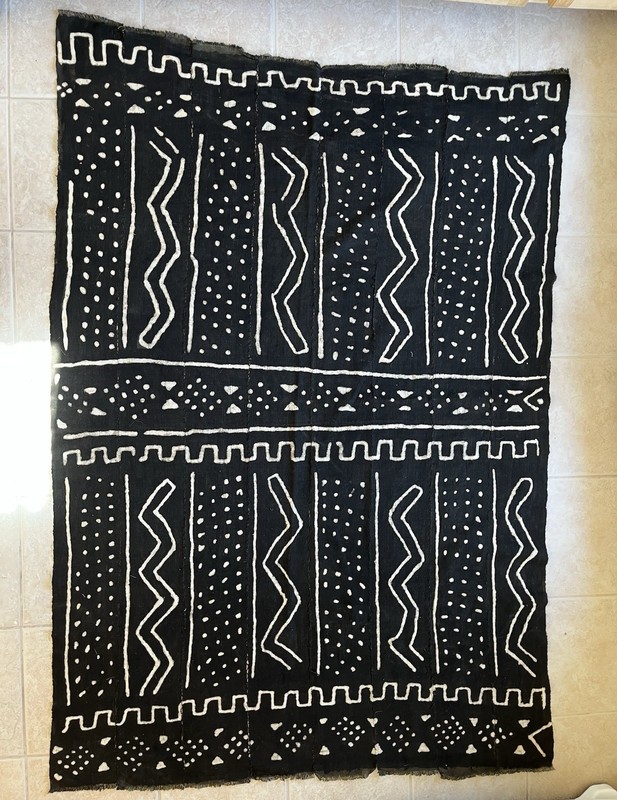 Ebony Black Bogolan Mali Mud Cloth Segou Design African Black and White Cotton
