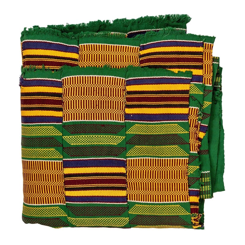 African Ashanti Kente Cloth #14889 Ghana Multicolor Cotton Handmade