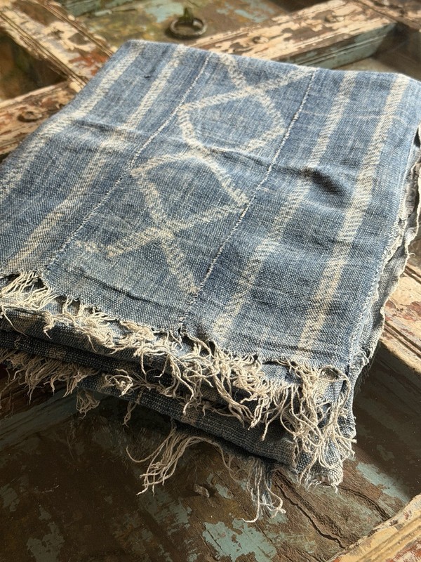 Vintage African Indigo Denim Shibori Stripe Mudcloth | No. 71 gallery