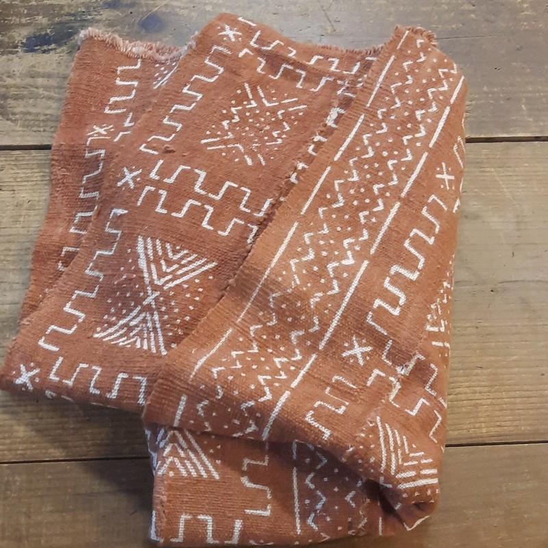 Handmade African Textile Brown White Geometric Traditional Pattern