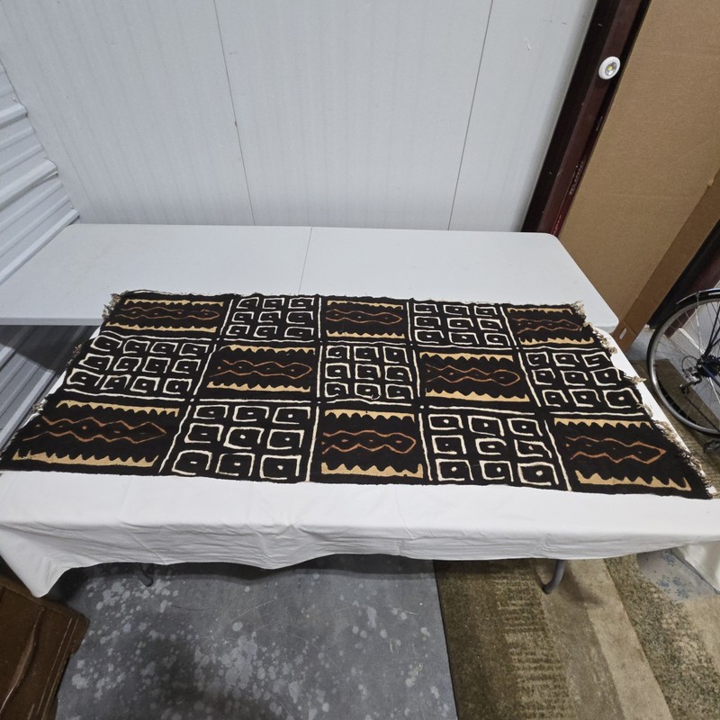 African Textile Art Mud Cloth | Abstract Geometric Pattern | 69 x 31 inches
