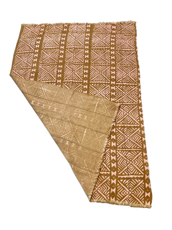 #5971 African Brown and Pink Bogolan Textile Mud Cloth 58" H gallery