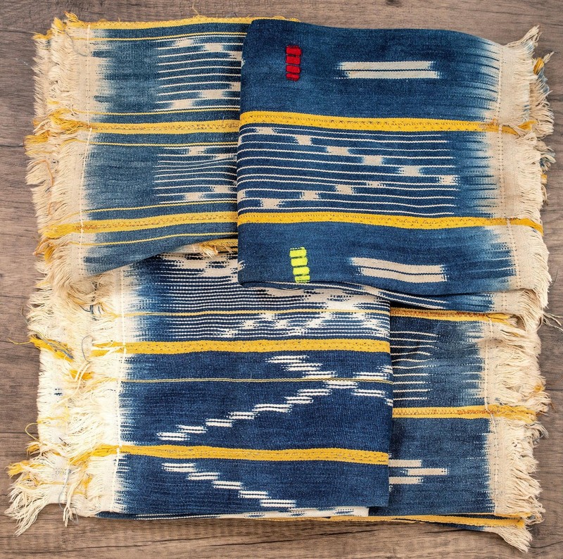 Yellow & Blue West African Bondoukou Indigo Cloth Burkina Faso Multicolor Cotton gallery